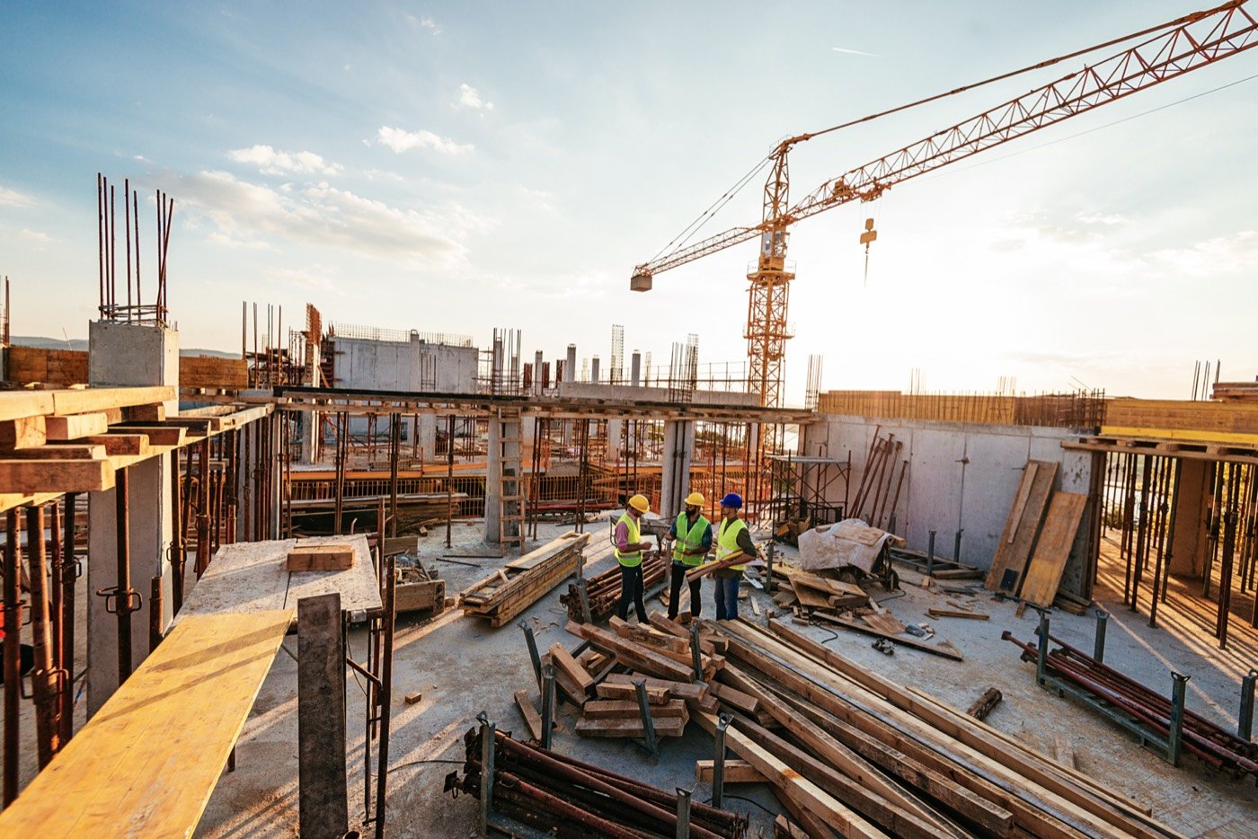 A construction site with a crane